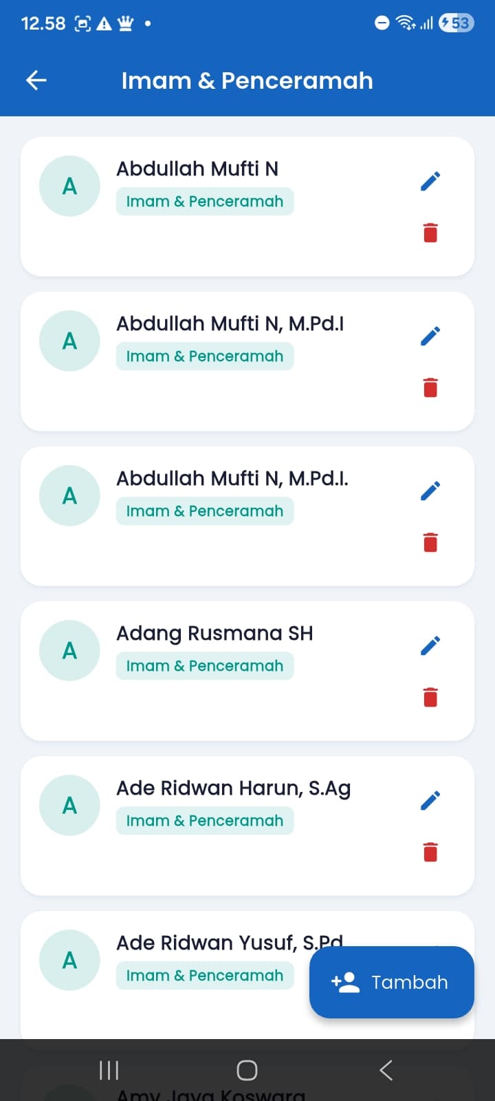 Imam & Preacher master data shared across schedules