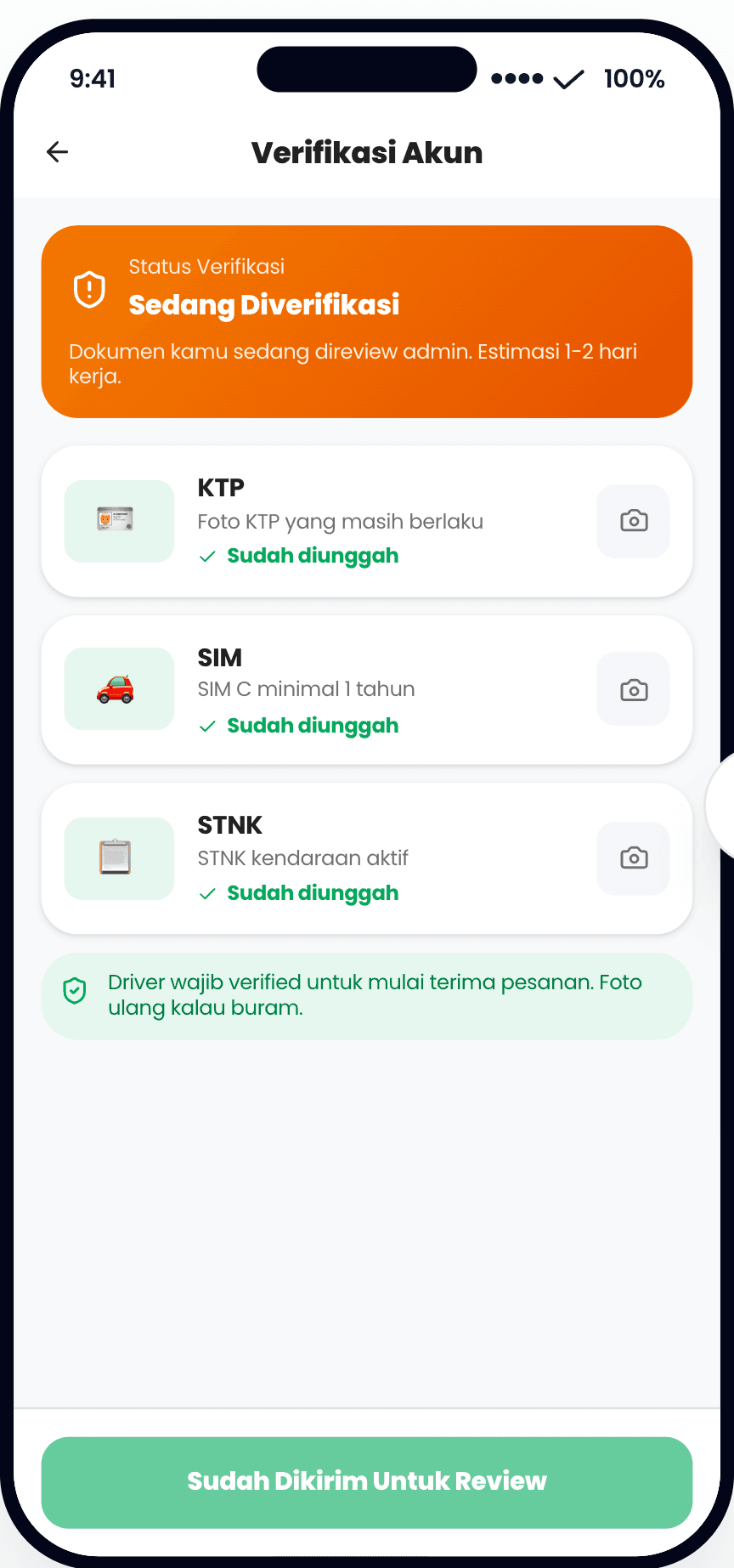 Driver — ID / license / vehicle document verification