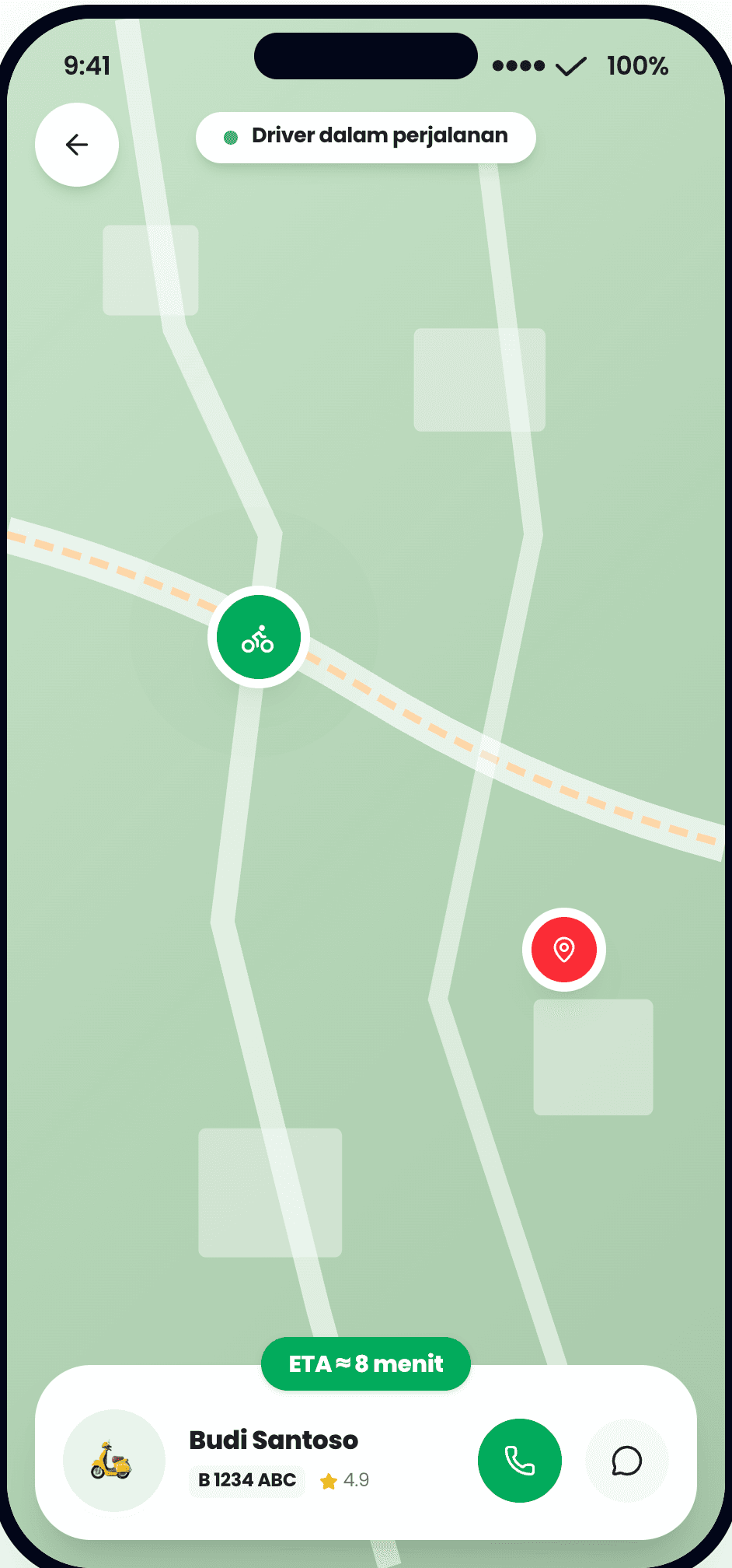 Customer — live driver tracking on the map