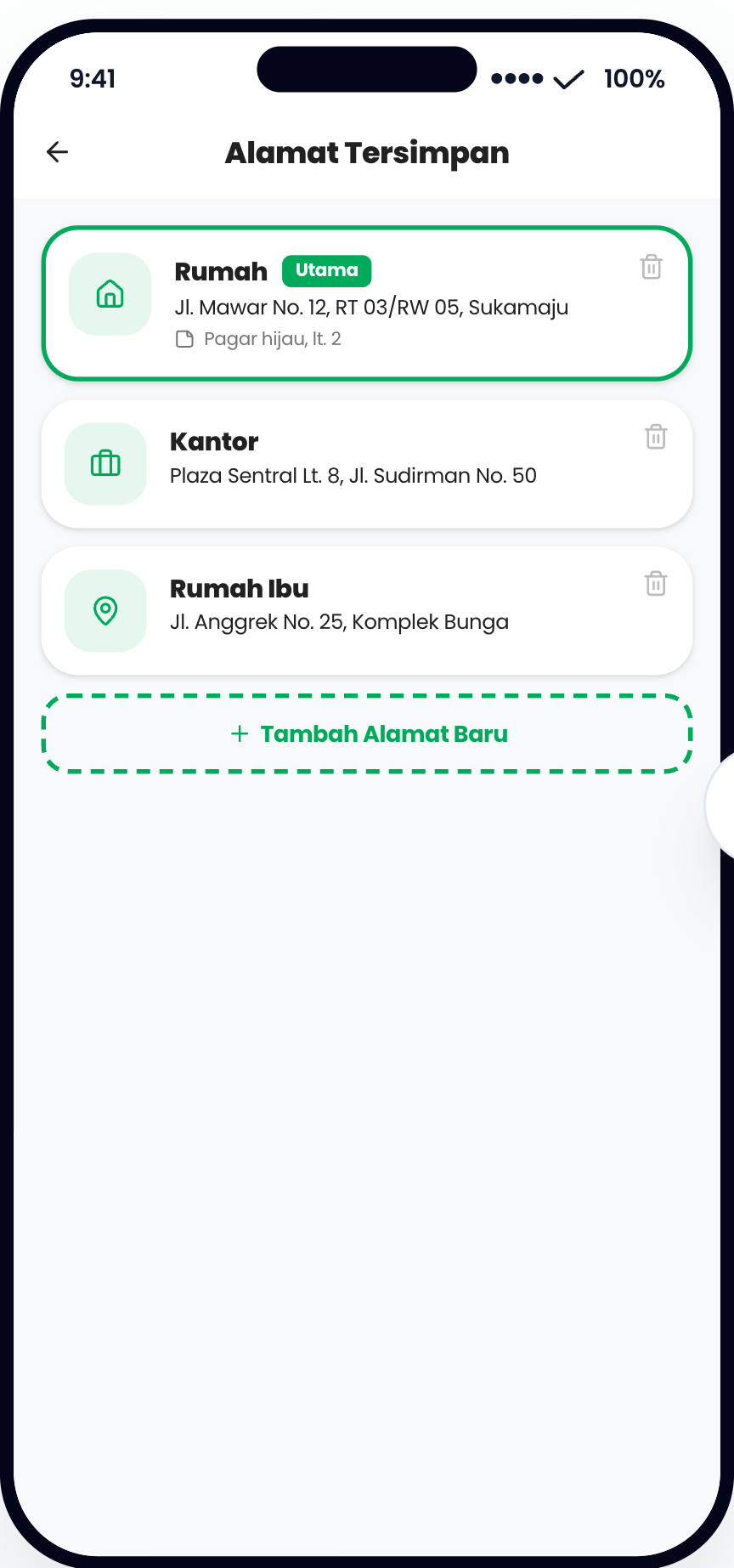 Customer — address book & map picker