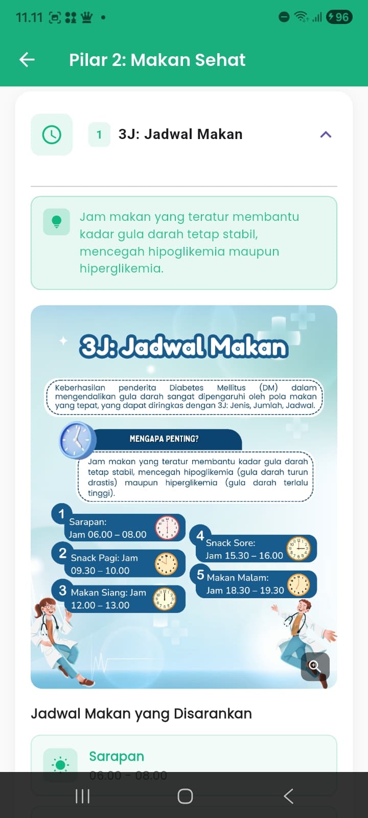 Education detail — Pillar 2 Healthy Eating (the 3J concept)