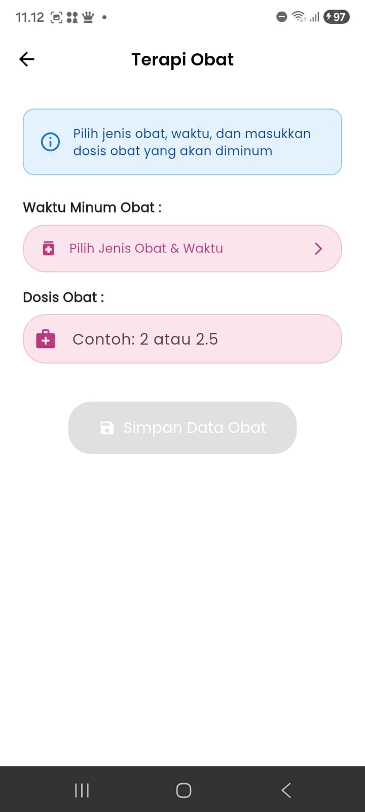 Medication therapy logging — type, time & dose